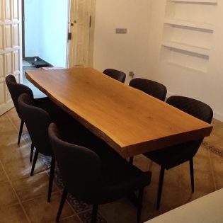 mesa de comedor de madera maciza de madera de bilinga tropical rustica natural