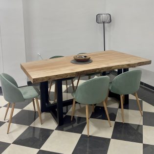 mesa de comedor de madera maciza de platano de sombra platanero 8 6 10 comensales picassent estructura metalica patas rustico (3)