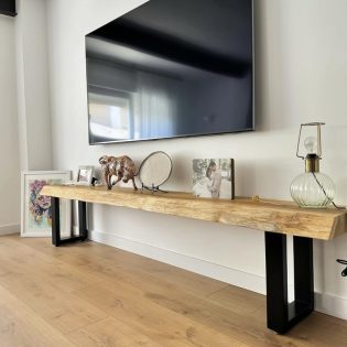 mueble tv mesa auxiliar de iroko de madera maciza patas metalicas rustico gandia (4)